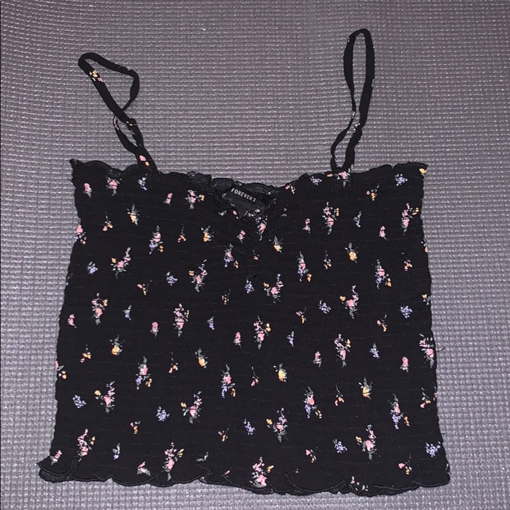Black flower tank top